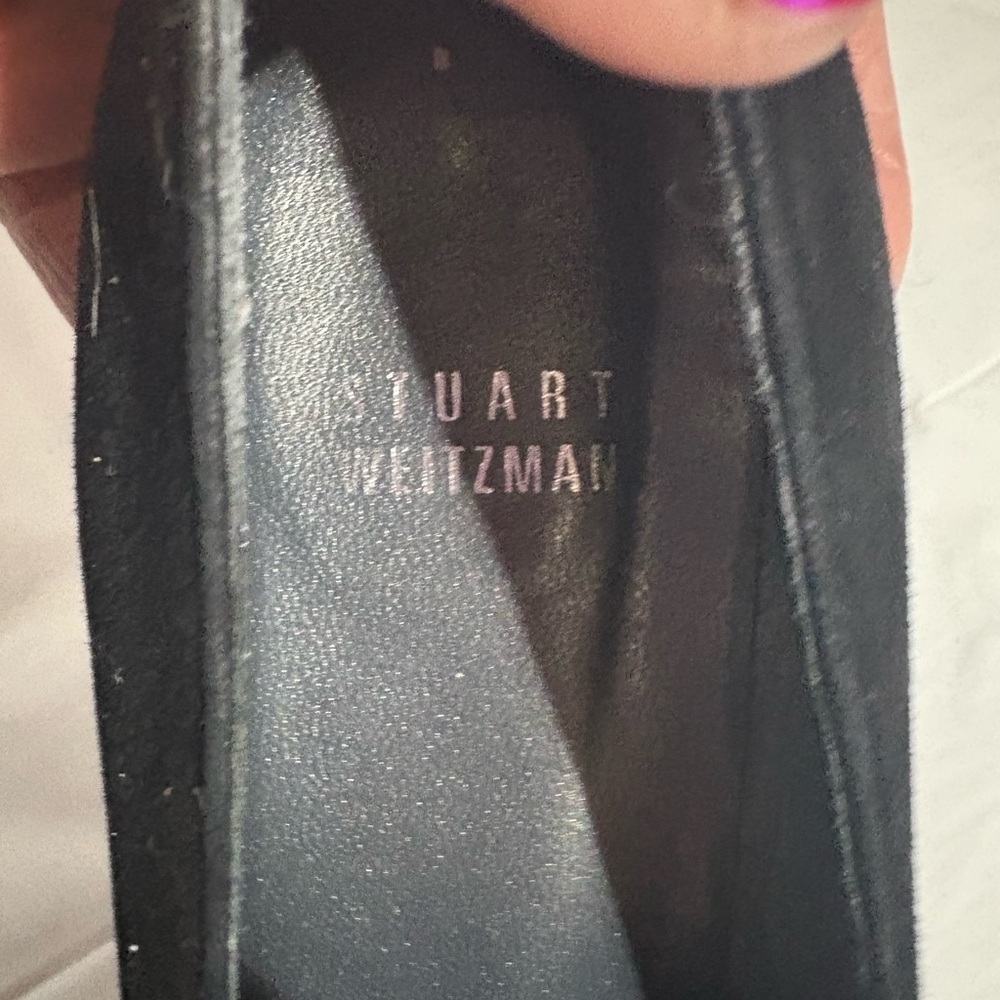 Stuart Weitzman Black Ruffle Peep Toe Heels - Picture 4 of 16